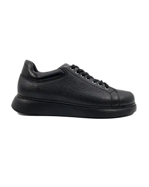 T-Twin Black Genuine Leather Men's Sports Sneaker Shoes