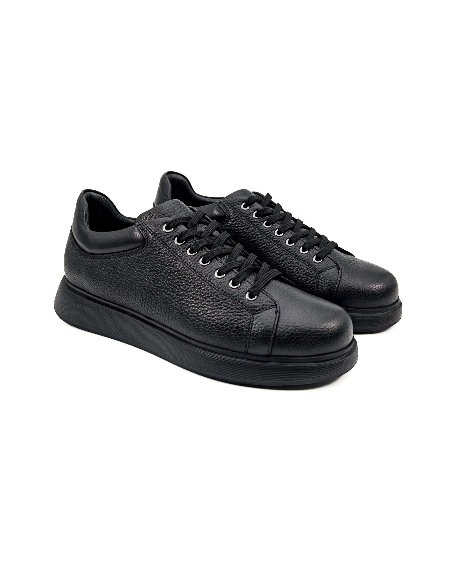 T-Twin Black Genuine Leather Men's Sports Sneaker Shoes