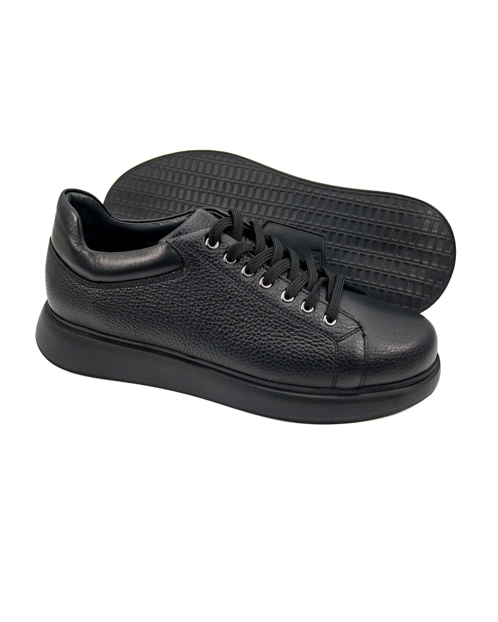 T-Twin Black Genuine Leather Men's Sports Sneaker Shoes