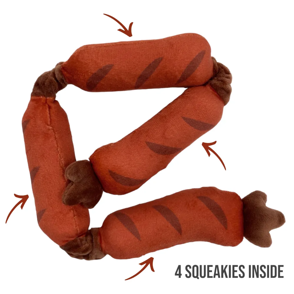 Talking Dog Club Sausage Rope Plush Toy for Dogs (Red)