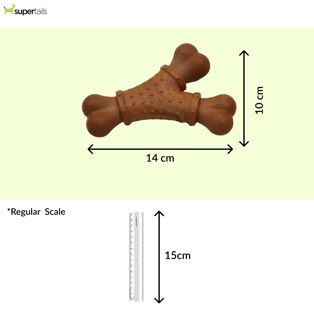 Talking Dog Club Y Shape Nylon Bone Heavy Chew Toy for Dogs (Brown)