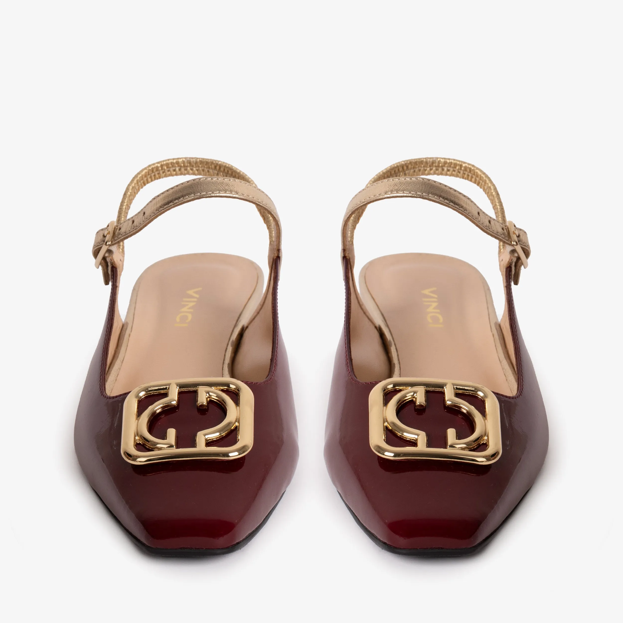 The Rosalinda Burgundy Patent Leather Women Flat Slingback Shoe