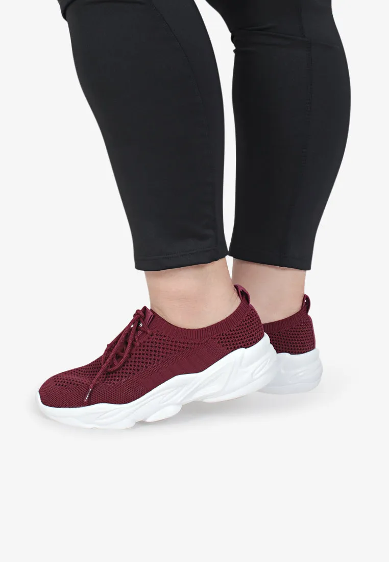 Turbo Mesh Chunky Streetwear Shoes - Maroon