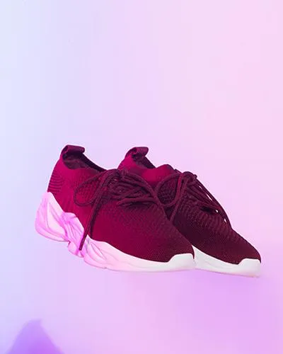 Turbo Mesh Chunky Streetwear Shoes - Maroon