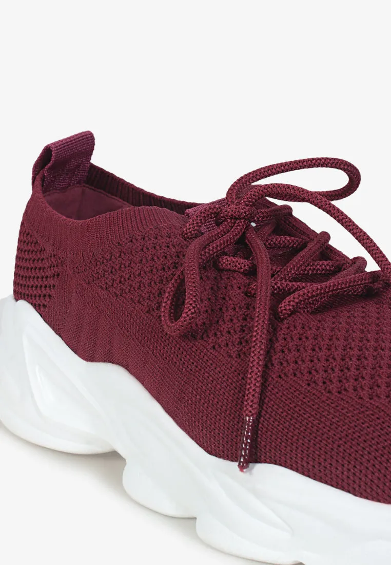 Turbo Mesh Chunky Streetwear Shoes - Maroon