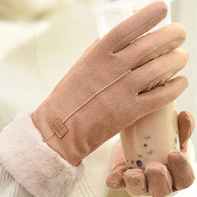 Warm Furry Winter Gloves for Women – Touchscreen Mittens, Full Finger Fit