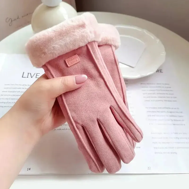 Warm Furry Winter Gloves for Women – Touchscreen Mittens, Full Finger Fit