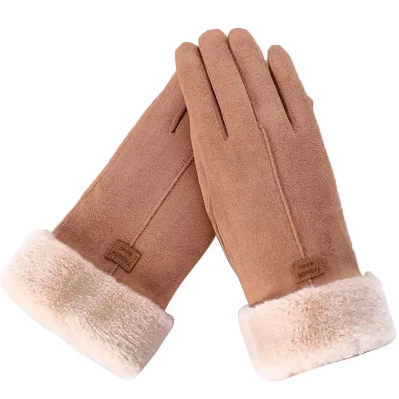 Warm Furry Winter Gloves for Women – Touchscreen Mittens, Full Finger Fit