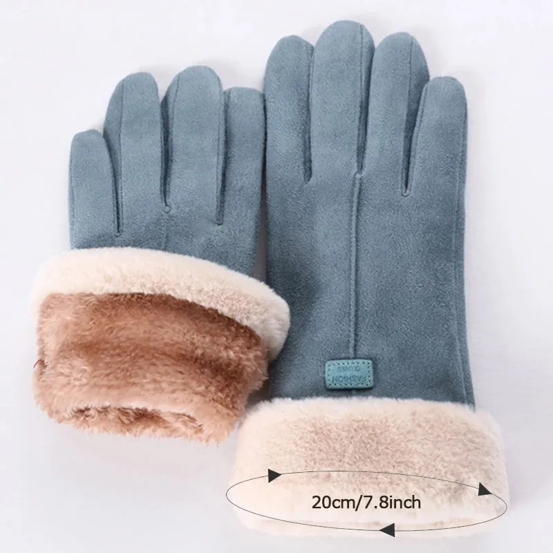 Warm Furry Winter Gloves for Women – Touchscreen Mittens, Full Finger Fit