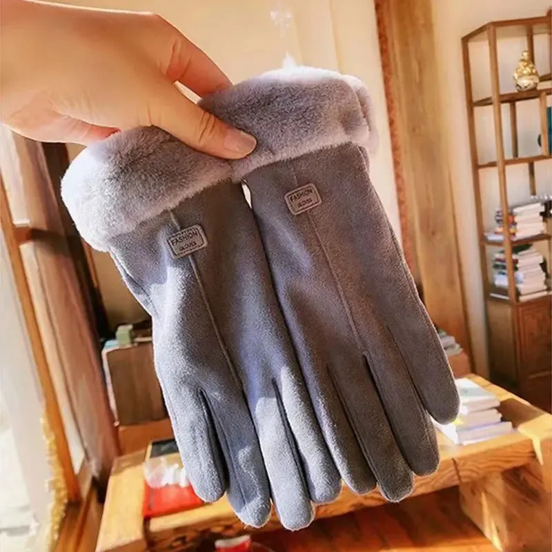 Warm Furry Winter Gloves for Women – Touchscreen Mittens, Full Finger Fit