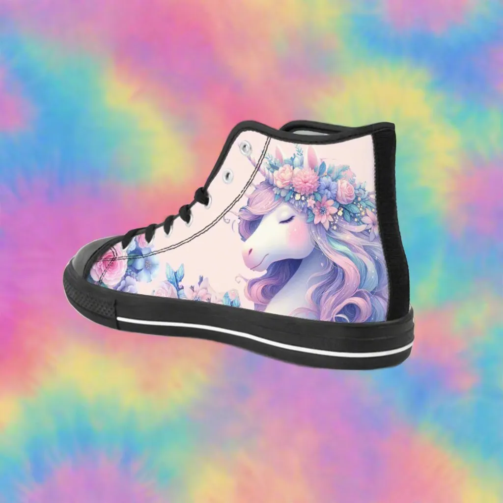 Whimsical Unicorn Converse Style Sneakers! in Soft Pink