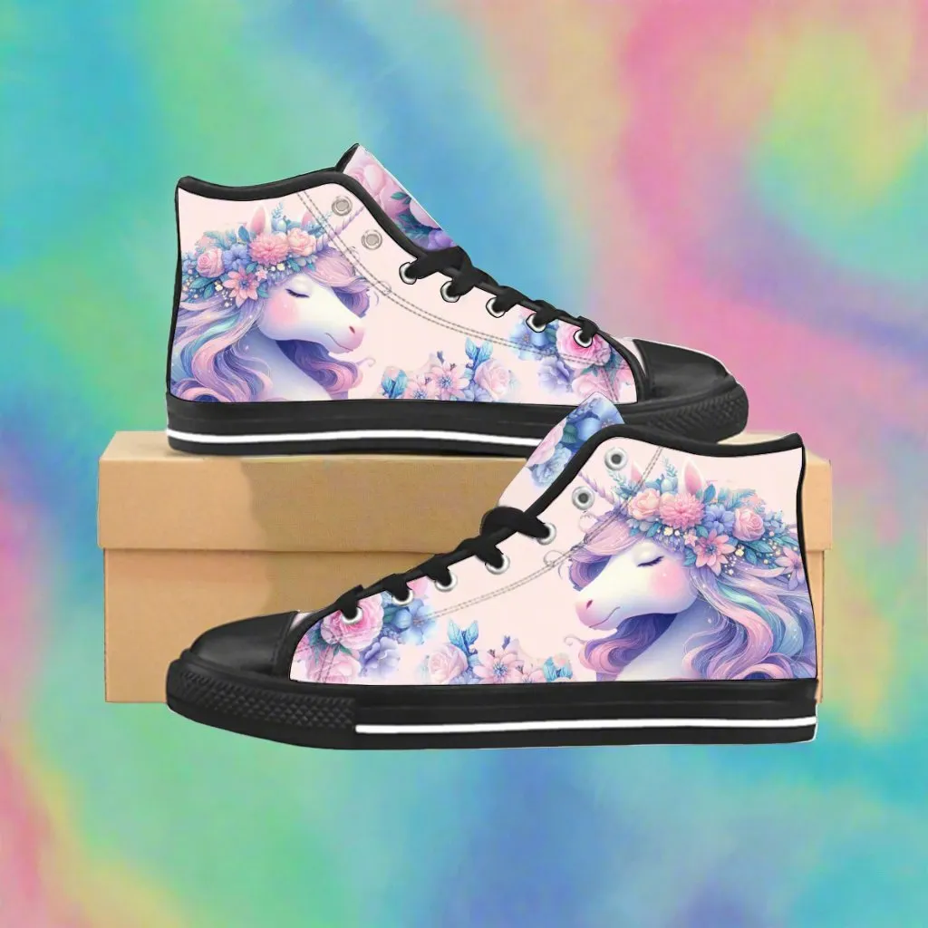 Whimsical Unicorn Converse Style Sneakers! in Soft Pink