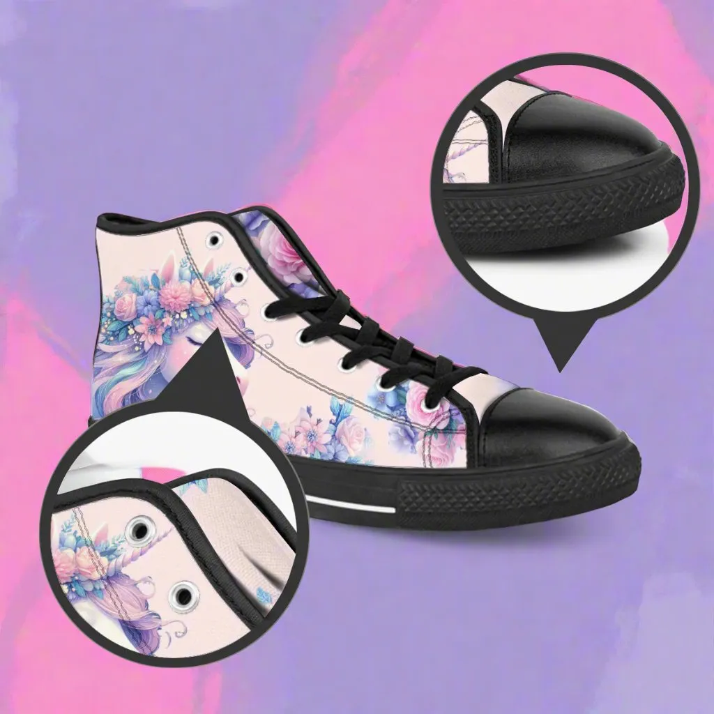 Whimsical Unicorn Converse Style Sneakers! in Soft Pink