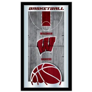 Wisconsin Badgers HBS Red Basketball Framed Hanging Glass Wall Mirror (26"x15")