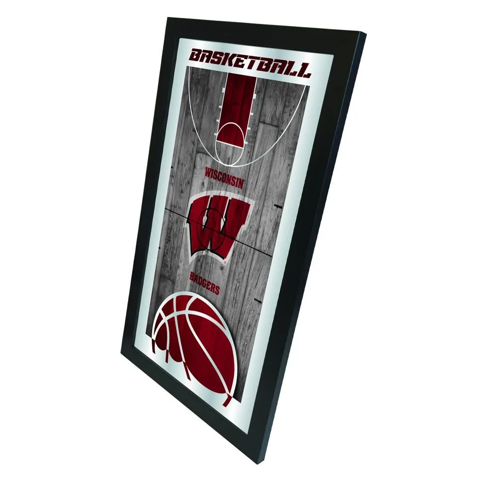 Wisconsin Badgers HBS Red Basketball Framed Hanging Glass Wall Mirror (26"x15")