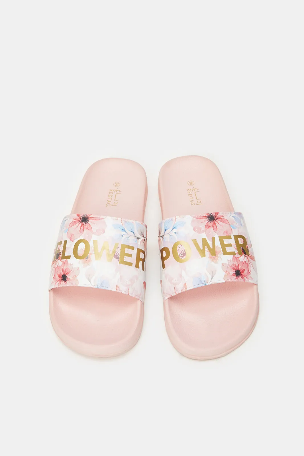 Women Pink Flower Power Slide