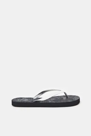 Women Silver With Black Flipflop