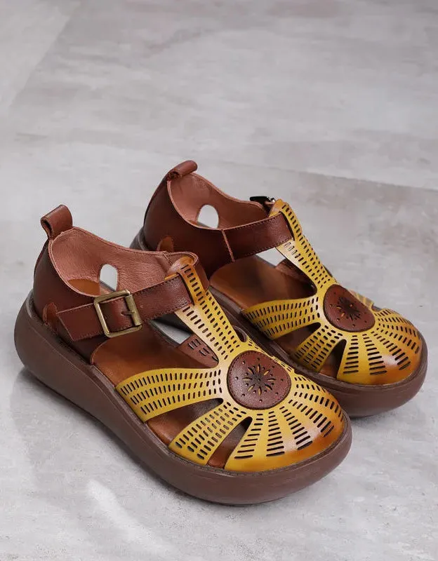 Women's Handmade Cut-out Wedge Sandals