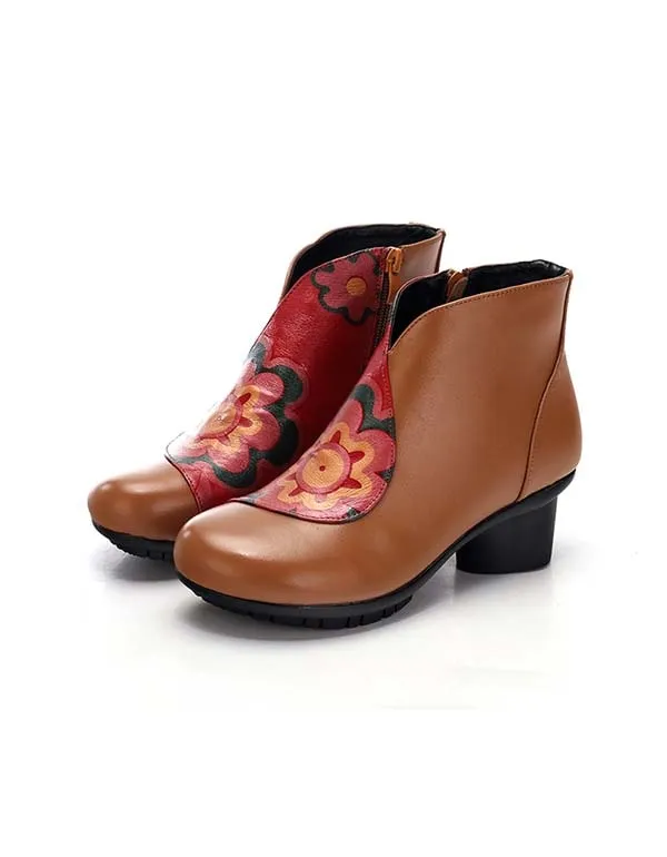 Women's Printed Ethnic Style Chunky Boots