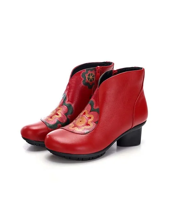 Women's Printed Ethnic Style Chunky Boots