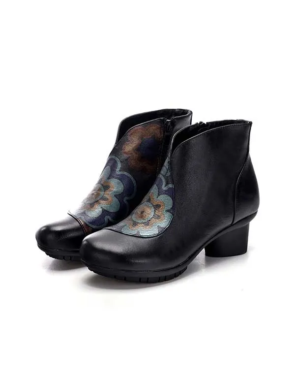 Women's Printed Ethnic Style Chunky Boots